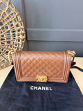 Chanel Boy Shoulder Bag | Brown Patent Leather