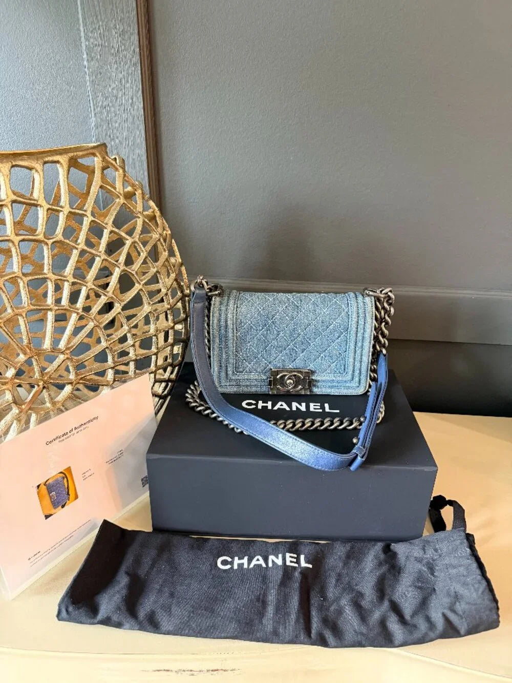 Chanel Small Boy Flap Denim | Blue with Ruthenium Hardware — photo 1