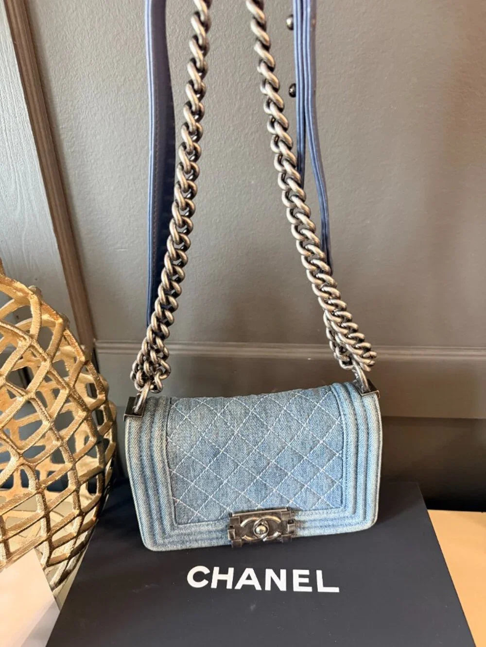 Chanel Small Boy Flap Denim | Blue with Ruthenium Hardware — photo 2
