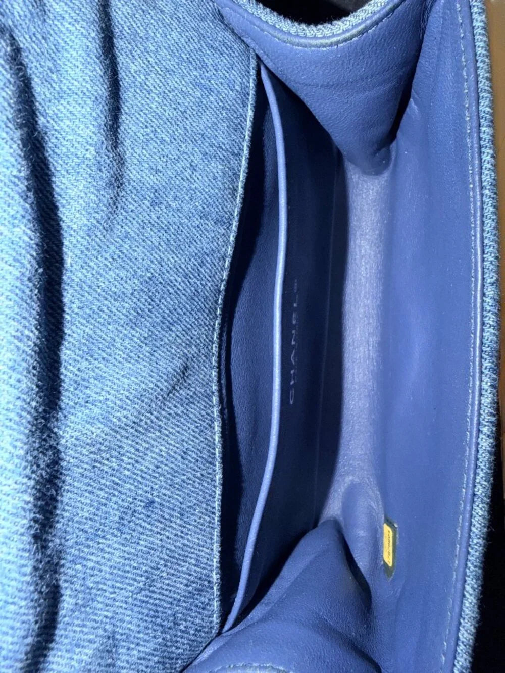 Chanel Small Boy Flap Denim | Blue with Ruthenium Hardware — photo 9