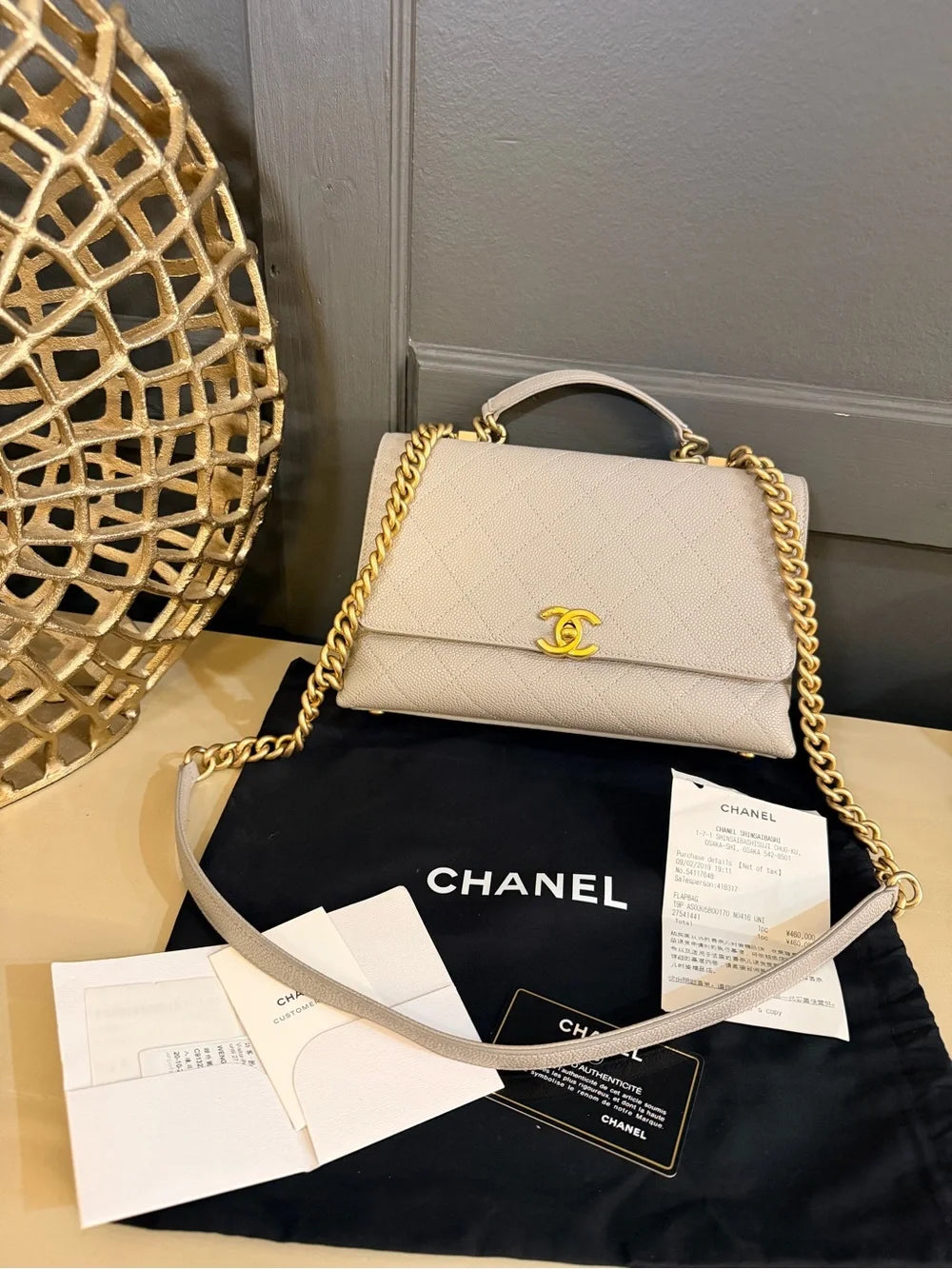 Chanel Chic Affinity Flap Bag AS0305 – Grey Caviar Leather | Aged Gold — photo 1