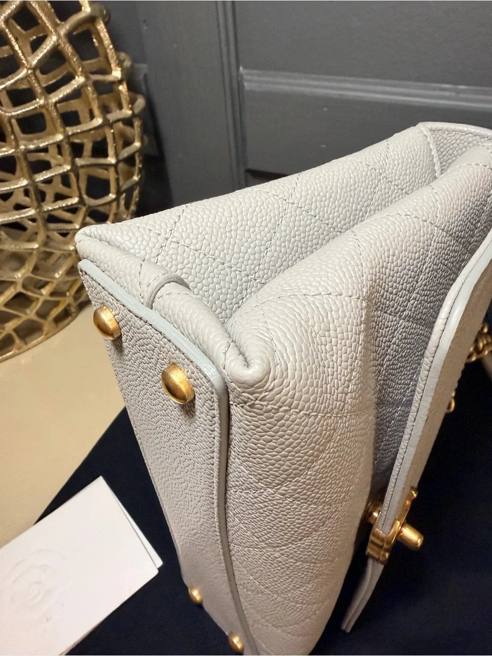 Chanel Chic Affinity Flap Bag AS0305 – Grey Caviar Leather | Aged Gold — photo 9