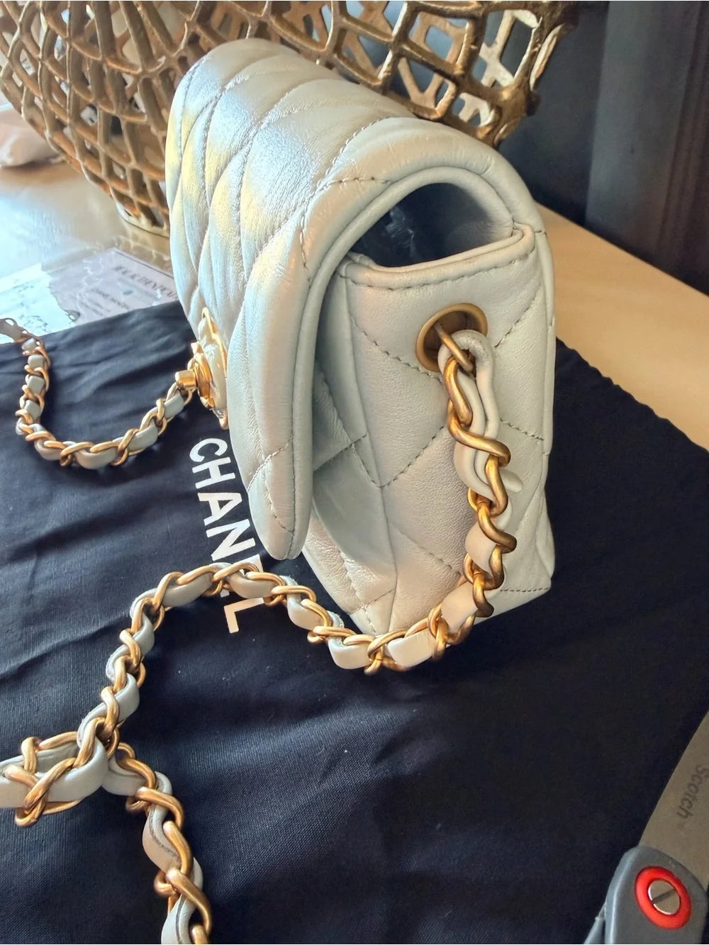 Chanel 22S Coco Love Mini Flap | Baby Blue Lambskin & Plexiglass — photo 3