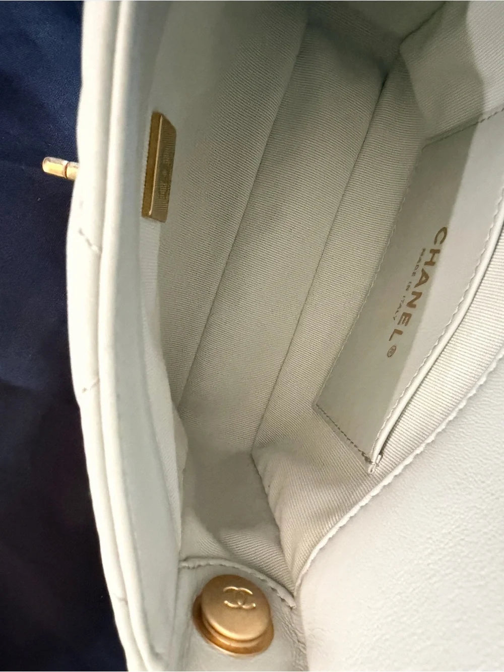 Chanel 22S Coco Love Mini Flap | Baby Blue Lambskin & Plexiglass — photo 11