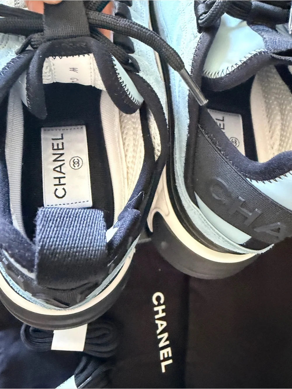 Chanel Light Blue Suede Calfskin Sneakers | EU 39 | New in Box — photo 6