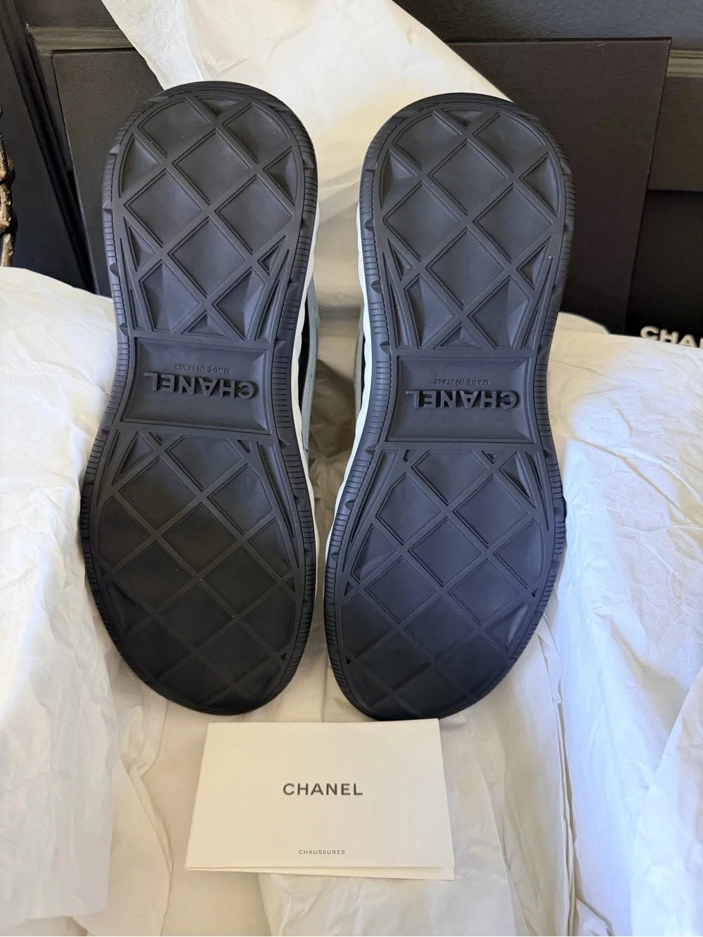 Chanel Light Blue Suede Calfskin Sneakers | EU 39 | New in Box — photo 7