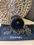 Chanel Round Clutch with Chain | Black Shearling & Leather — photo 1