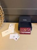 Chanel 26S Chevron Caviar Compact Wallet | Burgundy | Full Set — photo 1