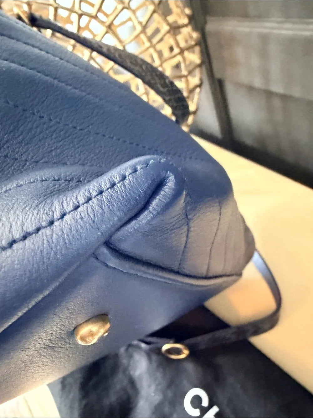Chanel Chevron Chic Small Shopping Tote | Blue Calfskin & Python Trim — photo 7