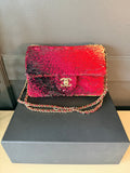 Chanel sunset shaded sequin mini flap bag — full front view