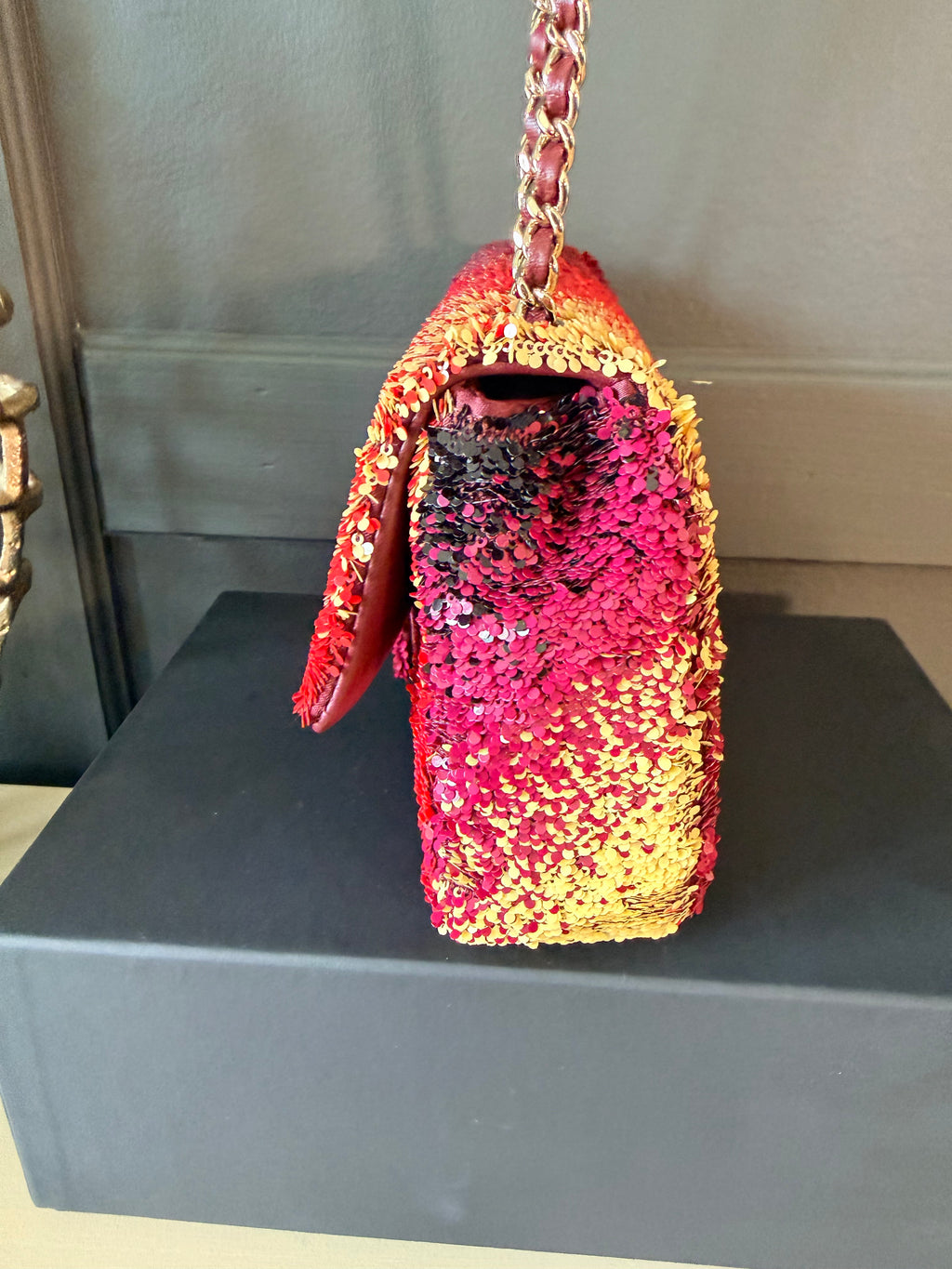 Chanel sunset shaded sequin mini flap bag — details
