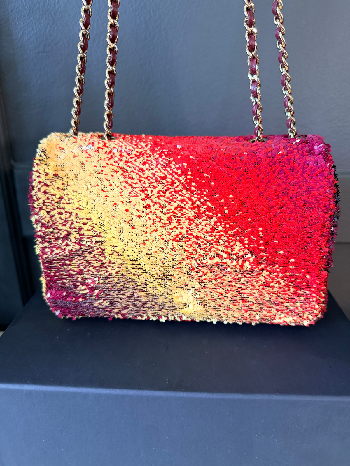 Chanel sunset shaded sequin mini flap bag — details