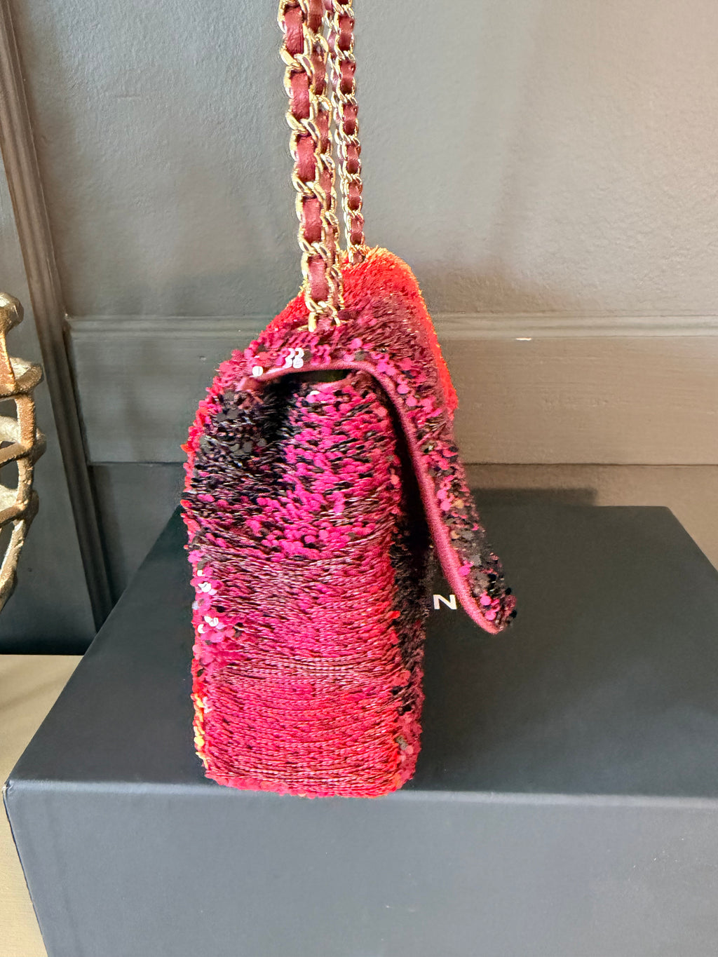Chanel sunset shaded sequin mini flap bag — details