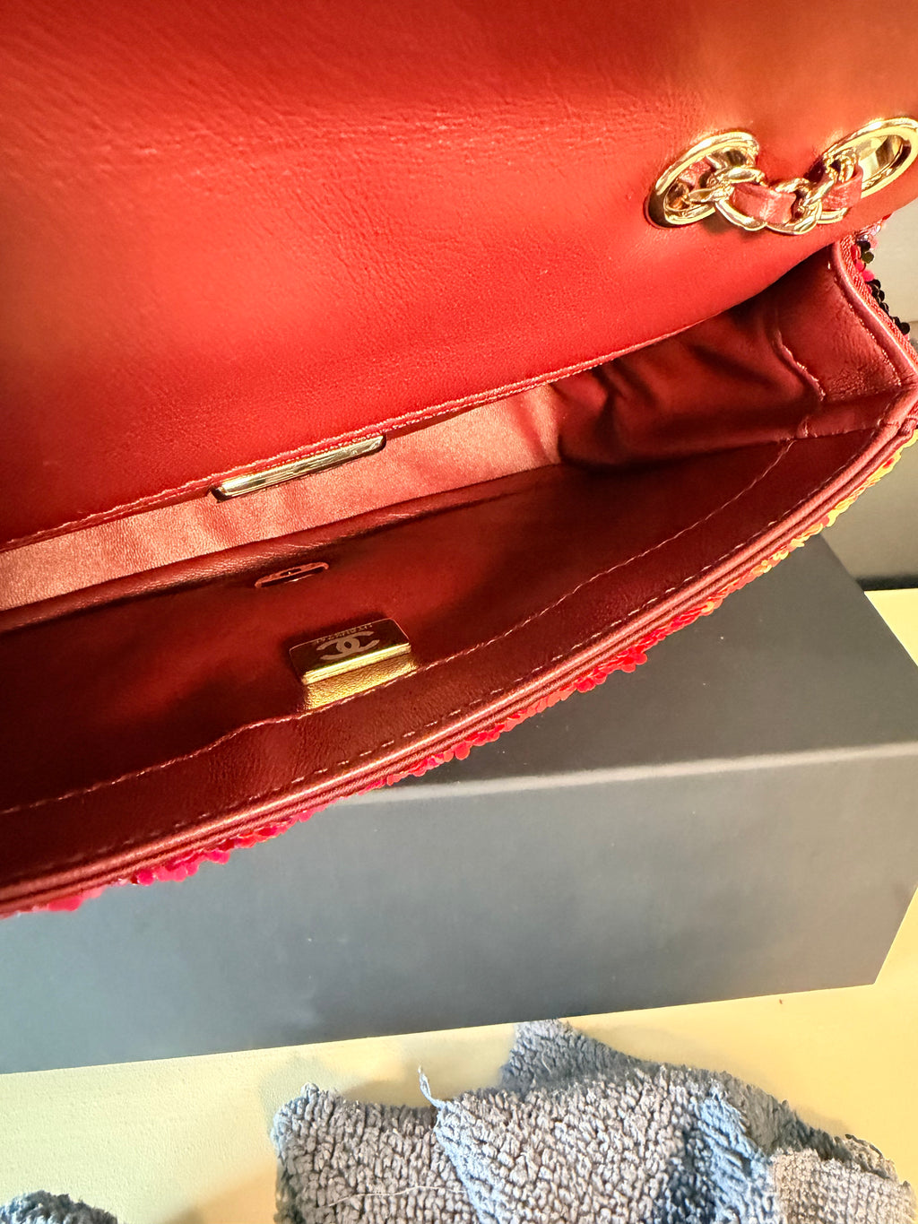 Chanel sunset shaded sequin mini flap bag — details