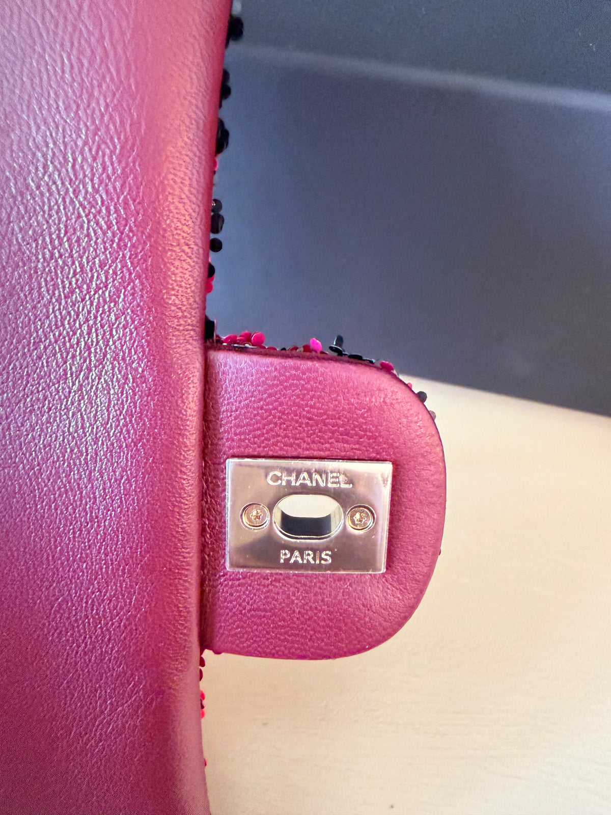 Chanel sunset shaded sequin mini flap bag — details