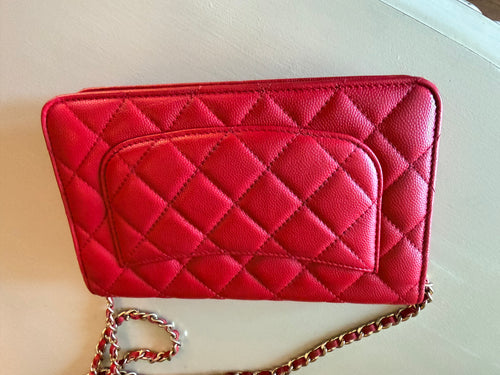 Chanel red caviar 2.55 wallet on chain detail 1440