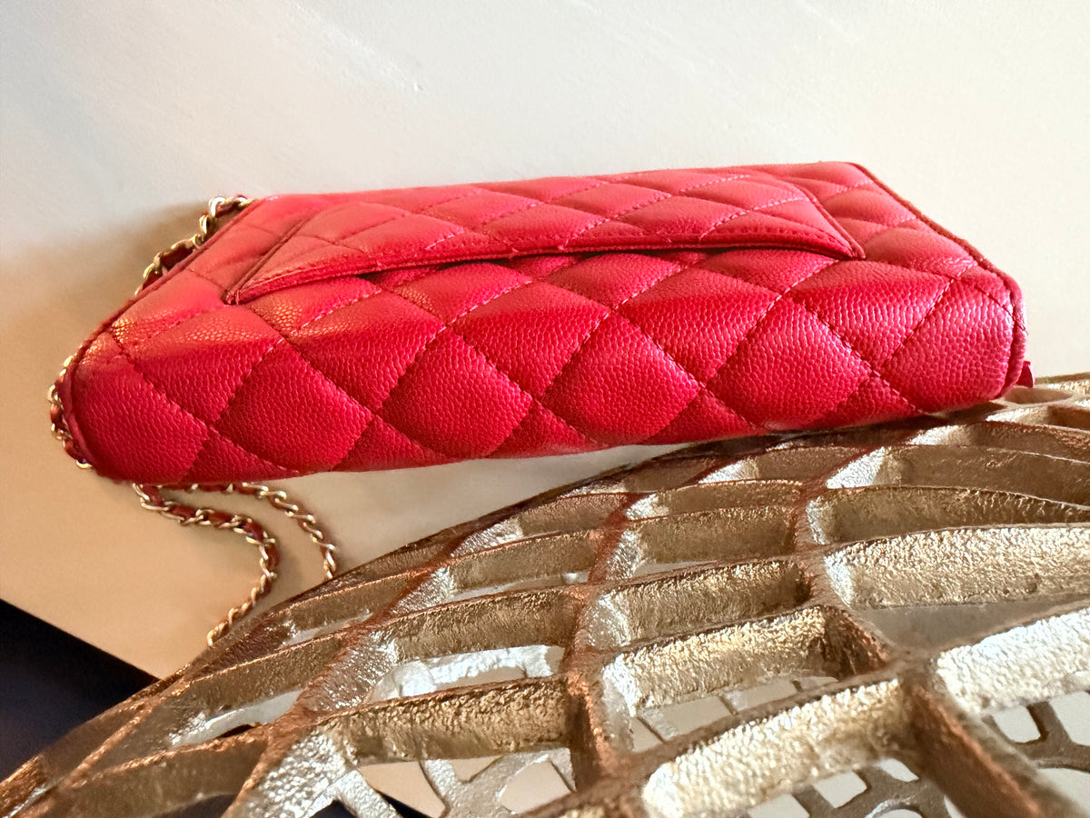 Chanel red caviar 2.55 wallet on chain detail 1441